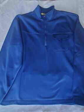 Chaps Men's XXL Blue 1/4 Zipper Long Sleeve Pullover Back Pocket Fleece Lined